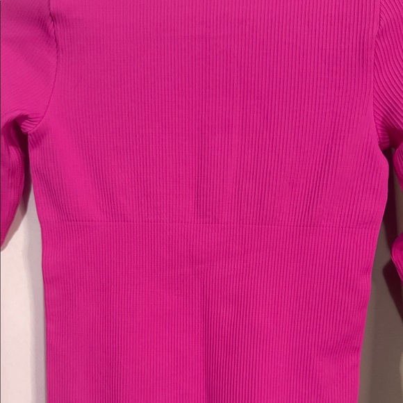 💖 OQQ Women’s Ribbed Zip Front Bodysuit Small Hot Pink Long Sleeve - Picture 7 of 12